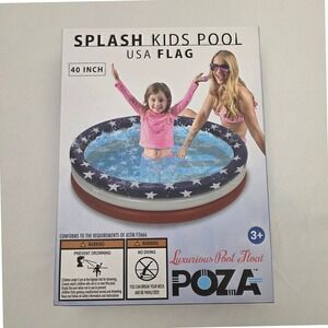 POZA Kids Splash Pool 40 Inch Red White Blue NEW USA Flag Patriotic Inflatable
